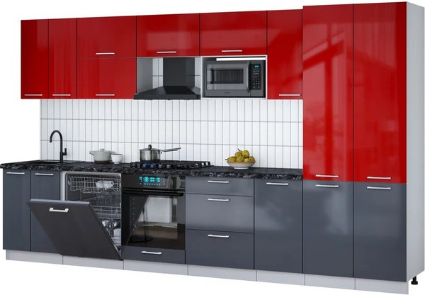 Кухонный гарнитур Интерлиния Мила Gloss 3.6-ПМ2 - фото
