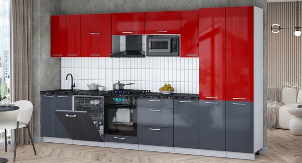 Кухонный гарнитур Интерлиния Мила Gloss 3.6-ПМ2