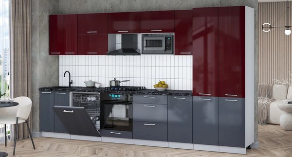 Кухонный гарнитур Интерлиния Мила Gloss 3.6-ПМ2