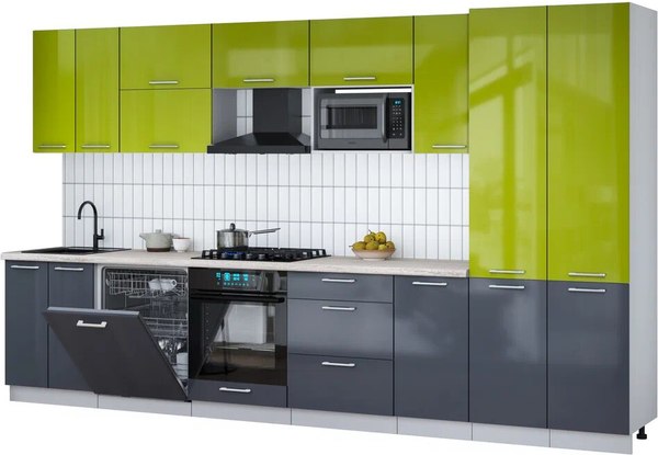 Кухонный гарнитур Интерлиния Мила Gloss 3.6-ПМ2 - фото