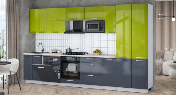 Кухонный гарнитур Интерлиния Мила Gloss 3.6-ПМ2