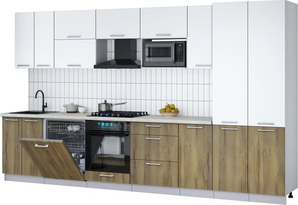 Кухонный гарнитур Интерлиния Мила Gloss 3.6-ПМ2 - фото