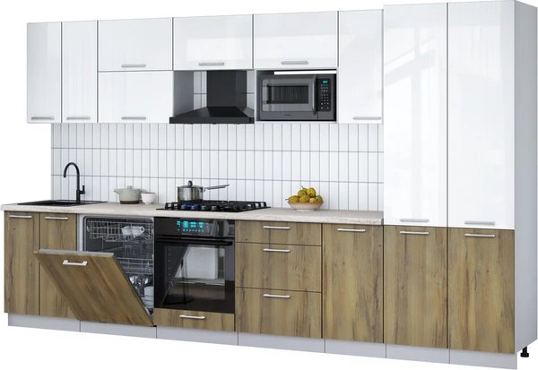 Кухонный гарнитур Интерлиния Мила Gloss 3.6-ПМ2 - фото