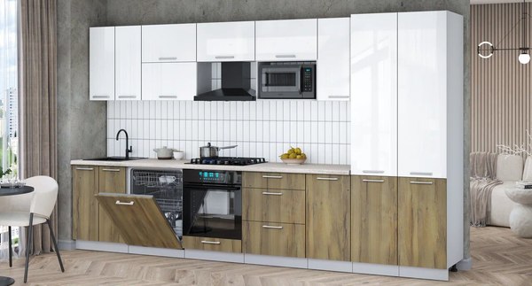 Кухонный гарнитур Интерлиния Мила Gloss 3.6-ПМ2