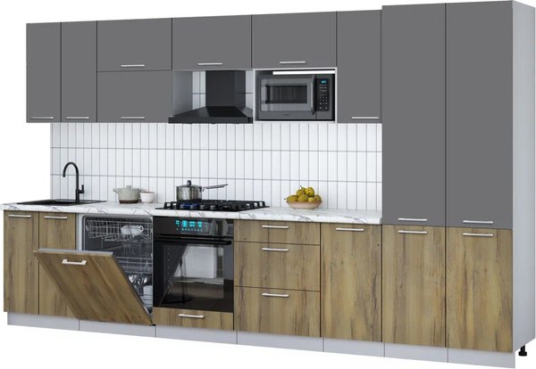 Кухонный гарнитур Интерлиния Мила Gloss 3.6-ПМ2 - фото