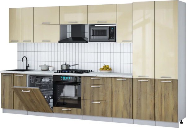 Кухонный гарнитур Интерлиния Мила Gloss 3.6-ПМ2 - фото
