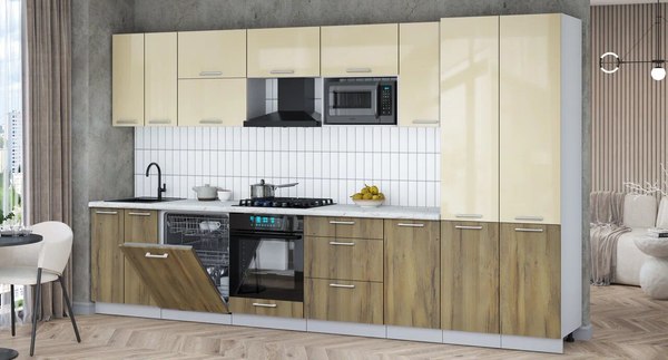 Кухонный гарнитур Интерлиния Мила Gloss 3.6-ПМ2