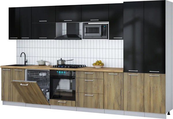 Кухонный гарнитур Интерлиния Мила Gloss 3.6-ПМ2 - фото