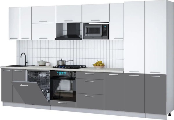 Кухонный гарнитур Интерлиния Мила Gloss 3.6-ПМ2 - фото
