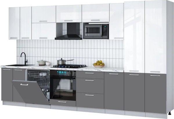 Кухонный гарнитур Интерлиния Мила Gloss 3.6-ПМ2 - фото