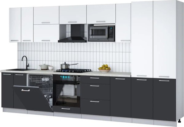 Кухонный гарнитур Интерлиния Мила Gloss 3.6-ПМ2 - фото