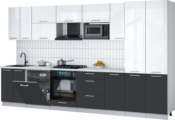Кухонный гарнитур Интерлиния Мила Gloss 3.6-ПМ2 - фото