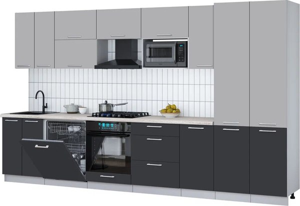 Кухонный гарнитур Интерлиния Мила Gloss 3.6-ПМ2 - фото