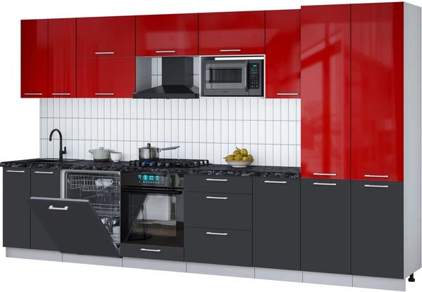 Кухонный гарнитур Интерлиния Мила Gloss 3.6-ПМ2 - фото