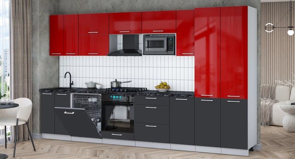 Кухонный гарнитур Интерлиния Мила Gloss 3.6-ПМ2