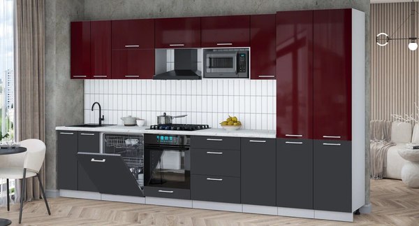 Кухонный гарнитур Интерлиния Мила Gloss 3.6-ПМ2