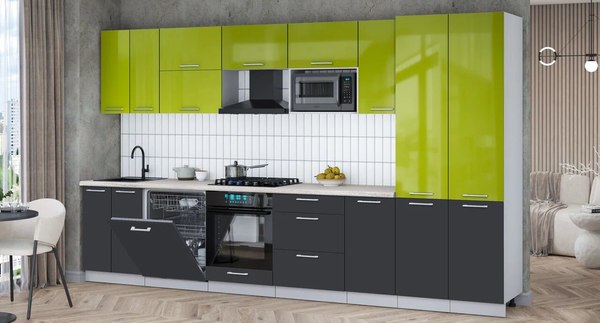 Кухонный гарнитур Интерлиния Мила Gloss 3.6-ПМ2