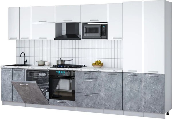 Кухонный гарнитур Интерлиния Мила Gloss 3.6-ПМ2 - фото