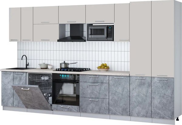 Кухонный гарнитур Интерлиния Мила Gloss 3.6-ПМ2 - фото