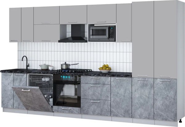 Кухонный гарнитур Интерлиния Мила Gloss 3.6-ПМ2 - фото