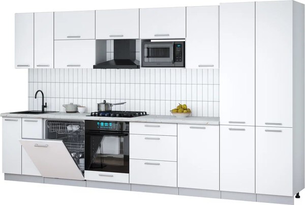 Кухонный гарнитур Интерлиния Мила Gloss 3.7-ПМ2 - фото