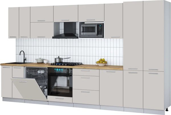 Кухонный гарнитур Интерлиния Мила Gloss 3.7-ПМ2 - фото