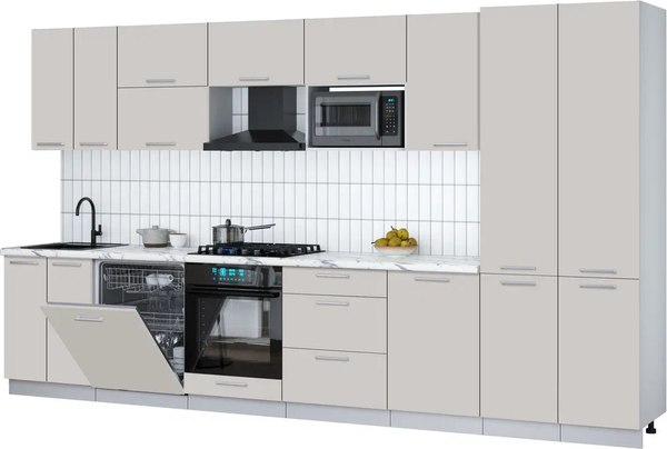 Кухонный гарнитур Интерлиния Мила Gloss 3.7-ПМ2 - фото