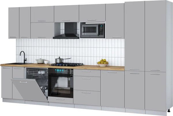 Кухонный гарнитур Интерлиния Мила Gloss 3.7-ПМ2 - фото