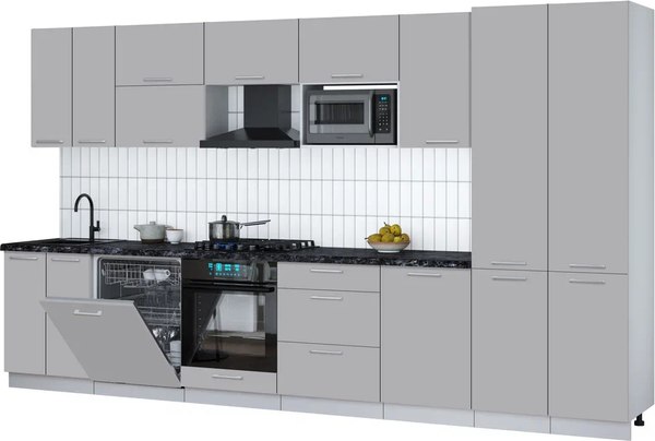 Кухонный гарнитур Интерлиния Мила Gloss 3.7-ПМ2 - фото
