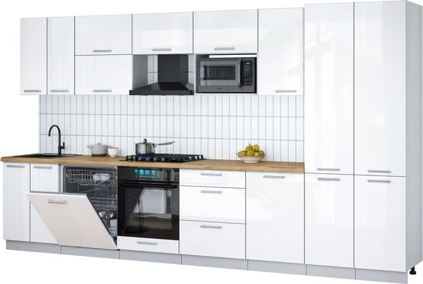 Кухонный гарнитур Интерлиния Мила Gloss 3.7-ПМ2 - фото
