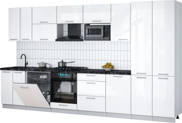 Кухонный гарнитур Интерлиния Мила Gloss 3.7-ПМ2 - фото