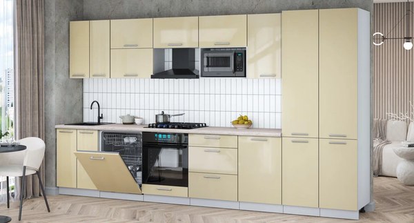 Кухонный гарнитур Интерлиния Мила Gloss 3.7-ПМ2