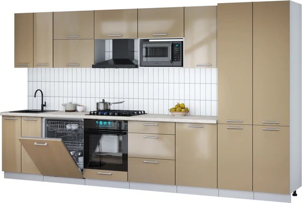Кухонный гарнитур Интерлиния Мила Gloss 3.7-ПМ2 - фото
