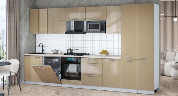 Кухонный гарнитур Интерлиния Мила Gloss 3.7-ПМ2