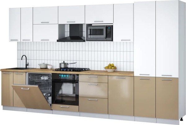 Кухонный гарнитур Интерлиния Мила Gloss 3.7-ПМ2 - фото