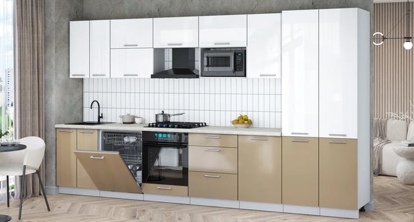 Кухонный гарнитур Интерлиния Мила Gloss 3.7-ПМ2