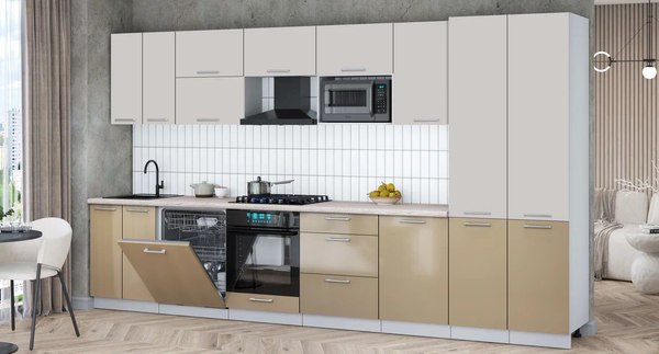 Кухонный гарнитур Интерлиния Мила Gloss 3.7-ПМ2