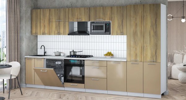 Кухонный гарнитур Интерлиния Мила Gloss 3.7-ПМ2