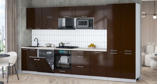 Кухонный гарнитур Интерлиния Мила Gloss 3.7-ПМ2