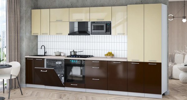 Кухонный гарнитур Интерлиния Мила Gloss 3.7-ПМ2