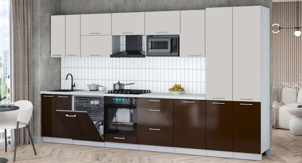 Кухонный гарнитур Интерлиния Мила Gloss 3.7-ПМ2