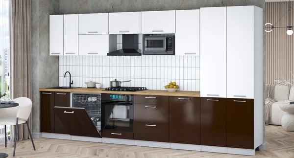 Кухонный гарнитур Интерлиния Мила Gloss 3.7-ПМ2