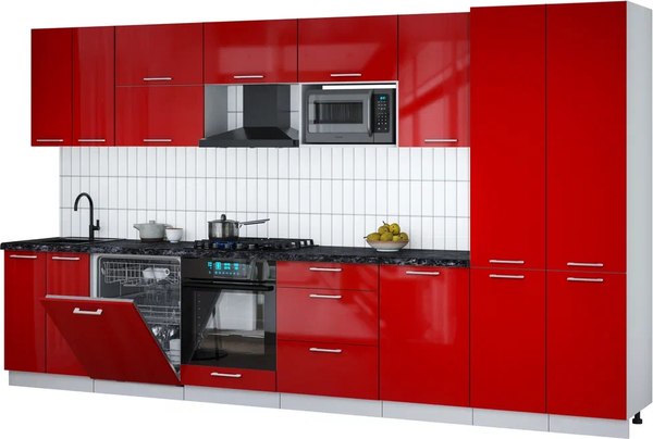 Кухонный гарнитур Интерлиния Мила Gloss 3.7-ПМ2 - фото