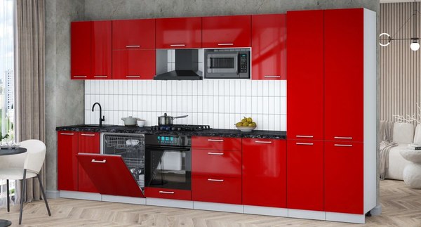 Кухонный гарнитур Интерлиния Мила Gloss 3.7-ПМ2