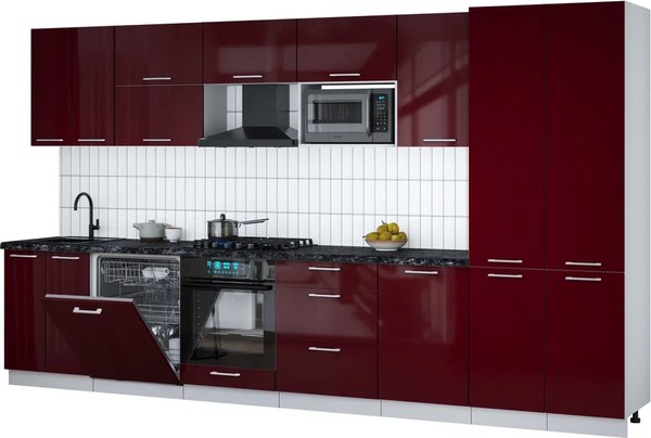 Кухонный гарнитур Интерлиния Мила Gloss 3.7-ПМ2 - фото