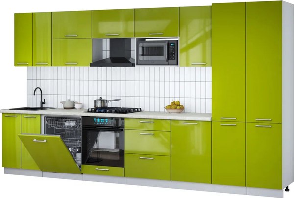 Кухонный гарнитур Интерлиния Мила Gloss 3.7-ПМ2 - фото