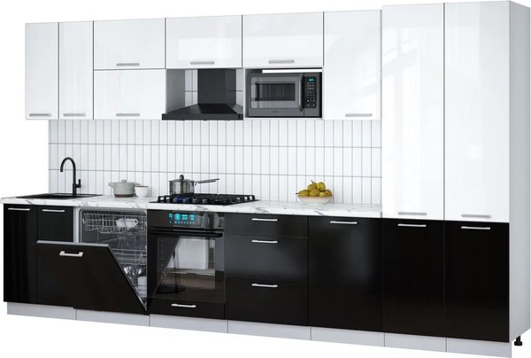 Кухонный гарнитур Интерлиния Мила Gloss 3.7-ПМ2 - фото