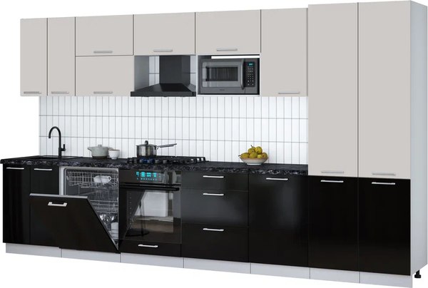 Кухонный гарнитур Интерлиния Мила Gloss 3.7-ПМ2 - фото