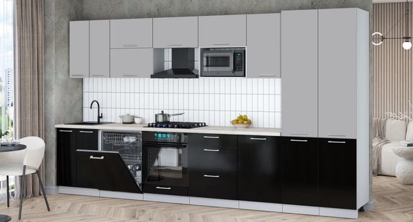 Кухонный гарнитур Интерлиния Мила Gloss 3.7-ПМ2