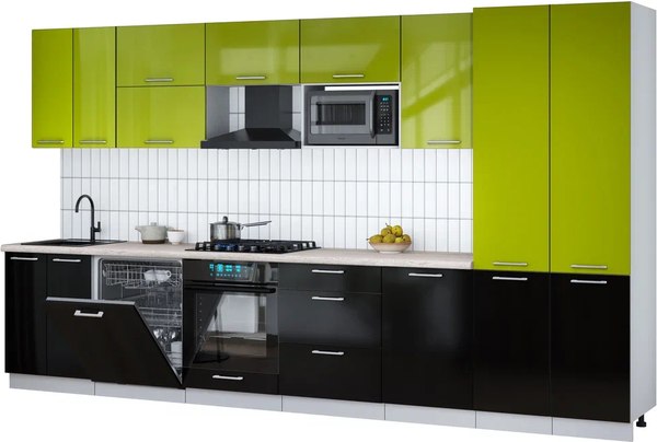 Кухонный гарнитур Интерлиния Мила Gloss 3.7-ПМ2 - фото